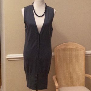 Poof heather blue gray sleeveless vest/ tunic dress that buttons sz large